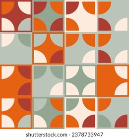 Modern vector abstract  geometric background with circles, rectangles and squares  in retro scandinavian style. Pastel colored simple shapes graphic pattern. Abstract mosaic artwork.