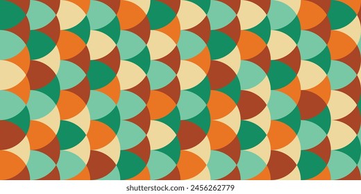 Fondo geométrico abstracto de Vector moderno con círculos en color retro, Abstractas obra de arte de mosaico.