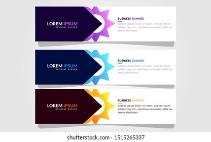 Modern vector abstract geometric design banner template for your website footer and header. Purple, blue, orange color.