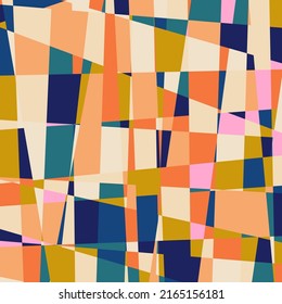 Modern vector abstract  geometric multi- colored background with triangles, rectangles and squares . Pastel colored simple shapes graphic pattern. Abstract mosaic artwork.
