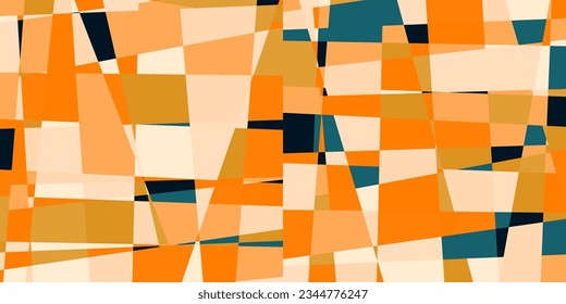 Moderner, abstrakter, geometrischer, mehrfarbiger Hintergrund mit Dreiecken, Rechtecken und Quadraten . Pastellfarbene, einfache Formen, grafisches Muster. Abstrakte Mosaikkunst.