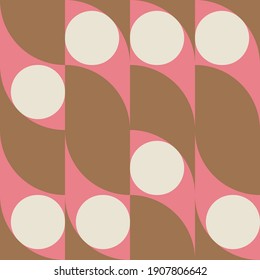 Modern vector abstract  geometric seamless pattern with circles, rectangles and squares  in retro scandinavian style. Pastel colored simple shapes graphic background. Abstract mosaic artwork.

