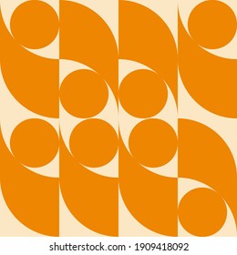 Modern vector abstract  geometric seamless pattern with circles, rectangles and squares  in retro scandinavian style. Pastel colored simple shapes graphic background. Abstract mosaic artwork.
