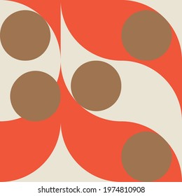 Modern vector abstract  geometric seamless pattern with circles, rectangles and squares  in retro scandinavian style. Pastel colored simple shapes graphic pattern. Abstract mosaic artwork.