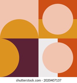 Patrón moderno vectorial abstracto geométrico sin soldadura con círculos, rectángulos y cuadrados en estilo retro escandinavo. Fondo gráfico de formas simples de color pastel. Resumen de arte en mosaico.