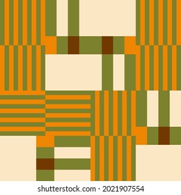 Modern vector abstract  geometric seamless pattern, background with stripes, rectangles and squares  in retro scandinavian style. Pastel colored simple shapes graphic pattern. Abstract mosaic artwork.