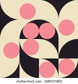 Modern vector abstract  geometric seamless pattern with circles, rectangles and squares  in retro scandinavian style. Pastel colored simple shapes graphic pattern. Abstract mosaic artwork.