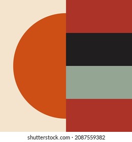 Modern vector abstract  geometric seamless pattern with circles, rectangles and squares  in retro scandinavian style. Pastel colored simple shapes graphic background. Abstract mosaic artwork.