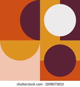 Modern vector abstract  geometric seamless pattern with circles, rectangles and squares  in retro scandinavian style. Pastel colored simple shapes graphic background. Abstract mosaic artwork.