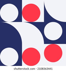 Modern vector abstract  geometric seamless pattern with circles, rectangles and squares  in retro scandinavian style. Pastel colored simple shapes graphic pattern. Abstract mosaic artwork.