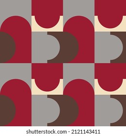 Modern vector abstract  geometric seamless pattern with circles, rectangles and squares  in retro scandinavian style. Pastel colored simple shapes graphic background. Abstract mosaic artwork.