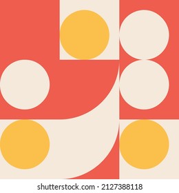 Modern vector abstract  geometric seamless pattern with circles, rectangles and squares  in retro scandinavian style. Pastel colored simple shapes graphic pattern. Abstract mosaic artwork.