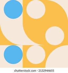 Modern vector abstract  geometric seamless pattern with circles, rectangles and squares  in retro scandinavian style. Pastel colored simple shapes graphic pattern. Abstract mosaic artwork.