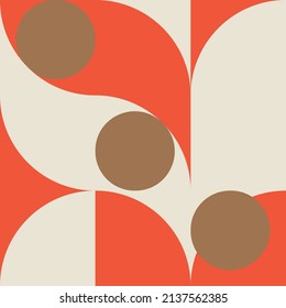 Modern vector abstract  geometric seamless pattern with circles, rectangles and squares  in retro scandinavian style. Pastel colored simple shapes graphic pattern. Abstract mosaic artwork.