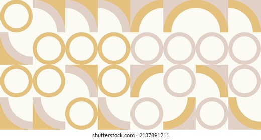 Modern vector abstract geometric seamless pattern with circles, rectangles and squares in retro scandinavian style. Pastel colored simple shapes graphic background. Abstract mosaic artwork.