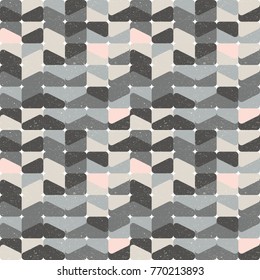 Modern vector abstract  geometric  seamless pattern with rounded squares in retro  style colors with worn out texture.