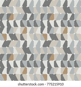 Modern vector abstract  geometric  seamless pattern with rounded squares in retro  style colors with worn out texture.