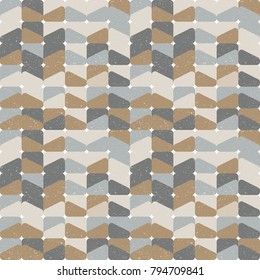 Modern vector abstract  geometric  seamless pattern with rounded squares in retro  style colors with worn out texture.