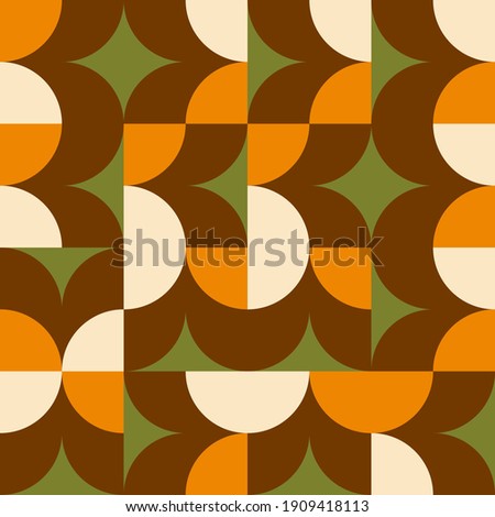 Modern vector abstract  geometric seamless pattern with circles, rectangles and squares  in retro scandinavian style. Pastel colored simple shapes graphic background. Abstract mosaic artwork.
