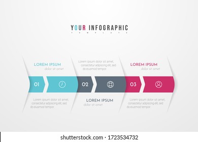 Modern vector abstract infographic with 3 steps or processes elements. Business concept. Vector illustration.