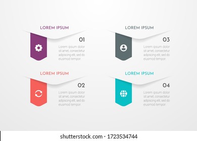 Modern vector abstract infographic with 4 steps or processes elements. Business concept. Vector illustration.