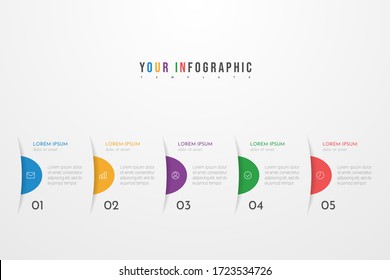 Infografía abstracta vectorial moderna con 5 pasos o procesos. Concepto de negocio. Ilustración vectorial.