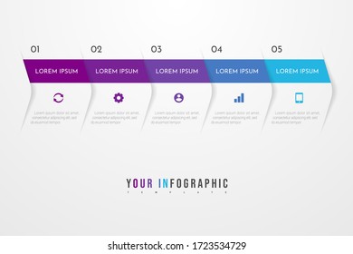Modern vector abstract infographic with 5 steps or processes elements. Business concept. Vector illustration.