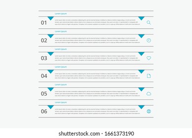 Modern vector abstract infographic with 6 steps or processes elements and marketing icons. Business concept timeline.