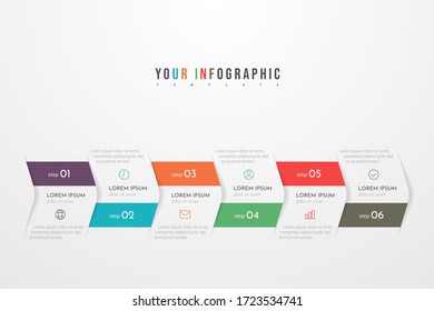 Infografía abstracta vectorial moderna con 6 pasos o procesos. Concepto de negocio. Ilustración vectorial.