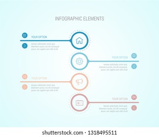 Modern vector abstract options infographic elements. Can be used for workflow layout, diagram, number options, icons for 4 options or steps, web design. Timeline infographic template, EPS10