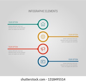 Modern vector abstract options infographic elements. Can be used for workflow layout, diagram, number options, icons for 4 options or steps, web design. Timeline infographic template, EPS10