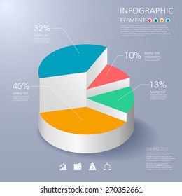 modern vector abstract pie chart infographic elements.can be used for workflow layout, diagram, number options, web design.  illustration ,EPS10