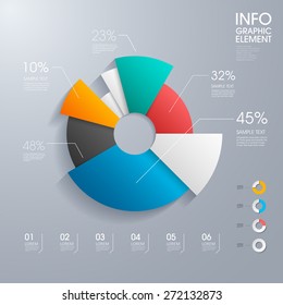 Modern Vector Abstract Pie Chart Infographic Elements.can Be Used For Workflow Layout, Diagram, Number Options, Web Design.  Illustration ,EPS10