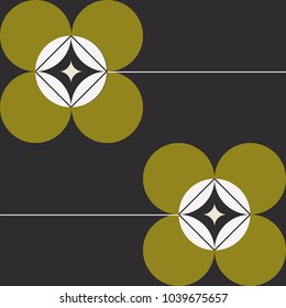 Modern vector abstract seamless geometric pattern with semicircles and circles in retro scandinavian style. 