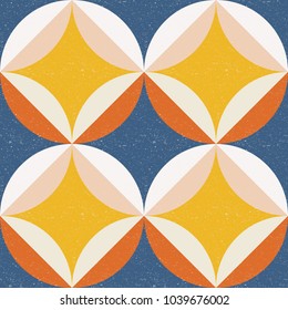 Modern Vector Abstract Seamless Geometric Pattern With Semicircles And Circles In Retro Scandinavian Style. 