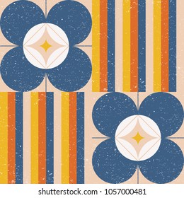 Modern vector abstract seamless geometric pattern with semicircles and circles in retro scandinavian style. 