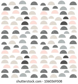 Modern vector abstract seamless geometric pattern with  semicircles in retro scandinavian style