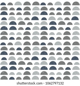 Modern vector abstract seamless geometric pattern with  semicircles in retro scandinavian style