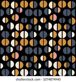 Modern vector abstract seamless geometric pattern with  semicircles in retro scandinavian style