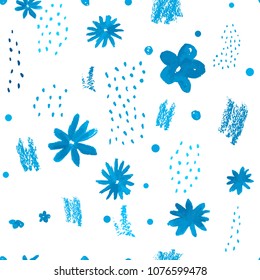 Modern vector abstract seamless geometric pattern with stylized flowers and leaves in retro scandinavian style. Pastel vintage colors shapes with worn out texture .