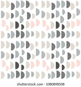 Modern vector abstract seamless geometric pattern with  semicircles in retro scandinavian style