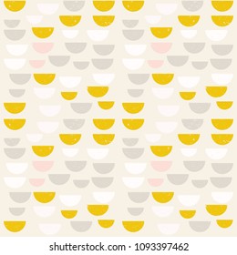 Modern vector abstract seamless geometric pattern with  semicircles in retro scandinavian style