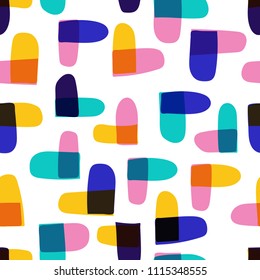 Modern Vector Abstract Seamless Geometric With Heart Shape Pattern In Scandinavian Style.