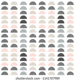 Modern vector abstract seamless geometric pattern with  semicircles in retro scandinavian style