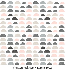 Modern vector abstract seamless geometric pattern with  semicircles in retro scandinavian style
