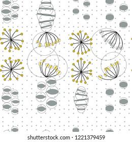 Modern vector abstract seamless geometric pattern with stylized flowers and leaves in retro scandinavian style.
