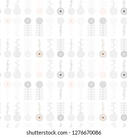 Modern vector abstract seamless geometric pattern with stylized  flowers and leaves in retro scandinavian style.