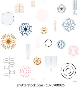 
Modern vector abstract seamless geometric pattern with stylized textured flowers and leaves in retro scandinavian style.
