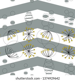 Modern vector abstract seamless geometric pattern with stylized flowers and leaves in retro scandinavian style.
