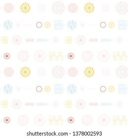 Modern vector abstract seamless geometric pattern with stylized  flowers and leaves in retro scandinavian style.